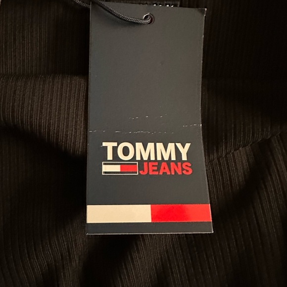 Tommy Jeans Badge Mini Black Dress V-Neck Polyester Spaghetti Straps Medium - Picture 6 of 16